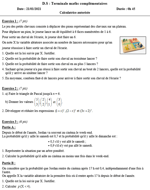 21/01/2021 - Coefficients binomiaux et loi géométrique