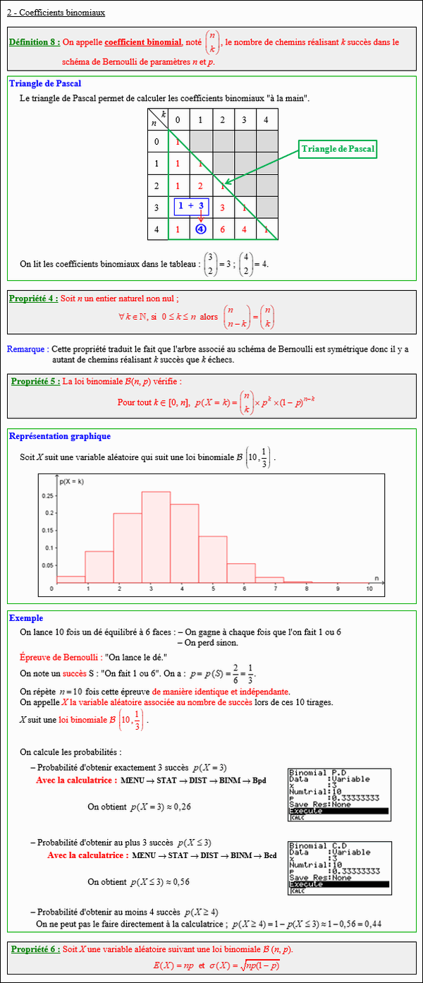 Maths terminale complémentaire - Triangle de Pascal