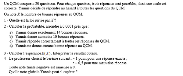 exercice sur Modéliser la loi binomiale