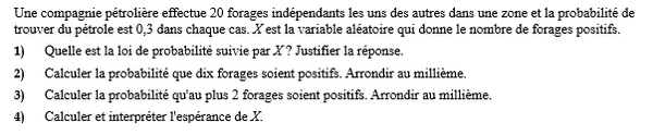 exercice sur Modéliser la loi binomiale