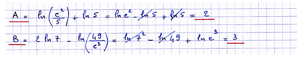 Corrigé exercice 4 sur la fonction logarithme