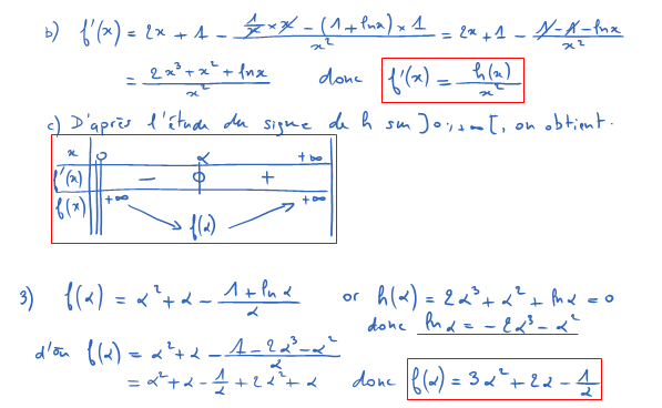 Corrigé exercice 2 sur la fonction logarithme