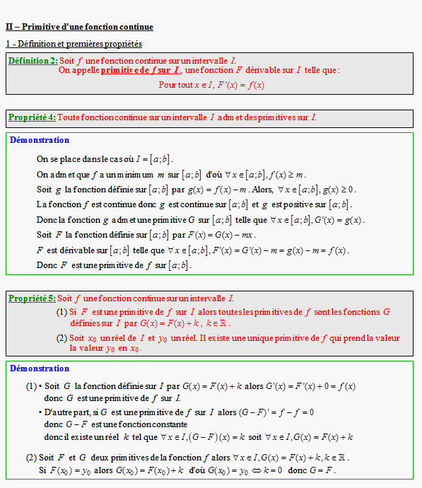 Cours sur les intégrales et les primitives - terminale S - page 3