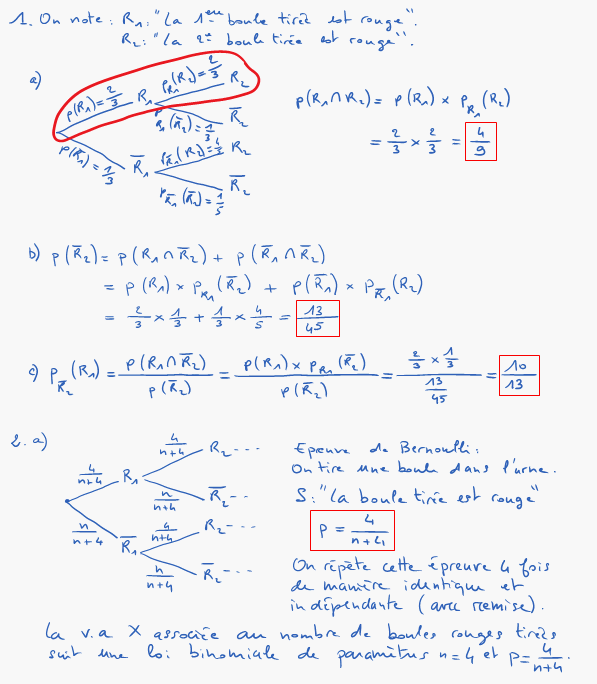 Corrigé exercice 1 sur les probabilités conditionnelles