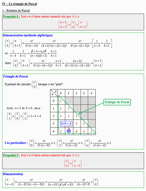 Maths terminale spécialité - Dénombrement : triangle de Pascal