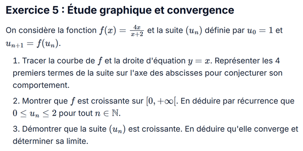 exercice sur Étude graphique et convergence
